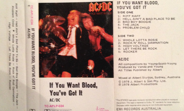 AC/DC : If You Want Blood, You've Got It (Cass, Album)