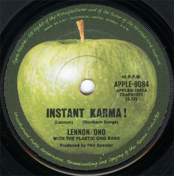 John Lennon & Yoko Ono With The Plastic Ono Band : Instant Karma ! (7", Single)