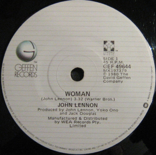 John Lennon : Woman (7", Single)