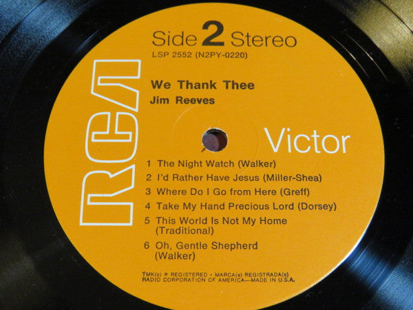 Jim Reeves : We Thank Thee (LP, Album)