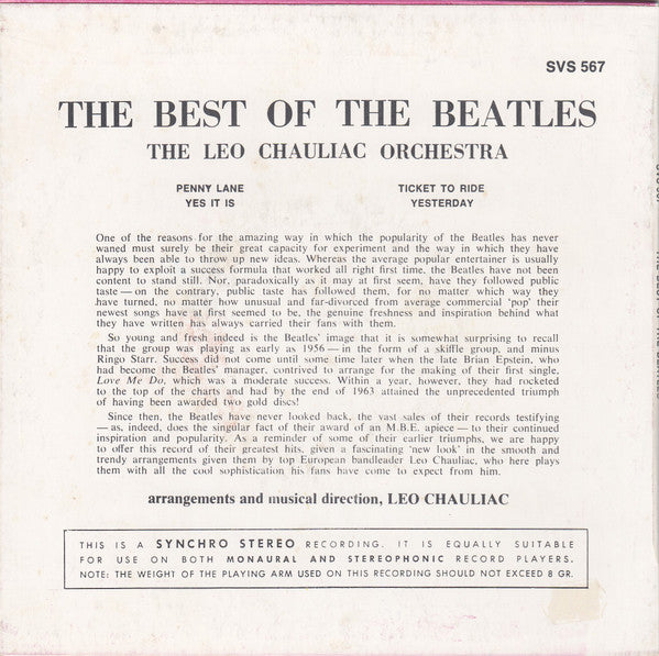 The Leo Chauliac Orchestra* : The Best Of The Beatles  (7", EP)