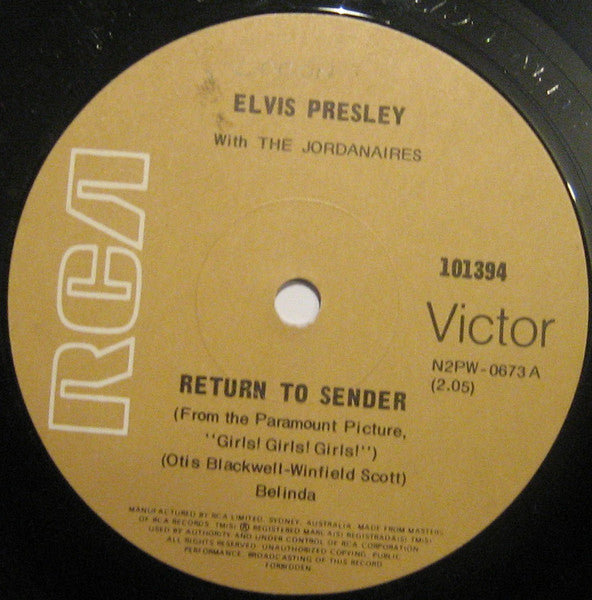 Elvis Presley With The Jordanaires : Return To Sender (7", RE)