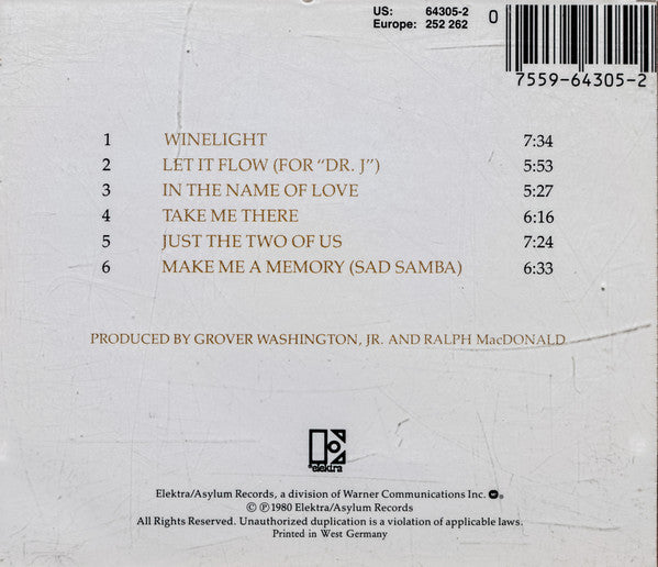 Grover Washington, Jr. : Winelight (CD, Album, RE, Tar)
