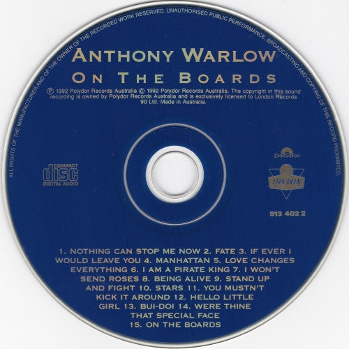 Anthony Warlow : On The Boards (CD)