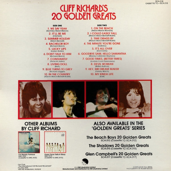 Cliff Richard : Cliff Richard's 20 Golden Greats (LP, Comp)