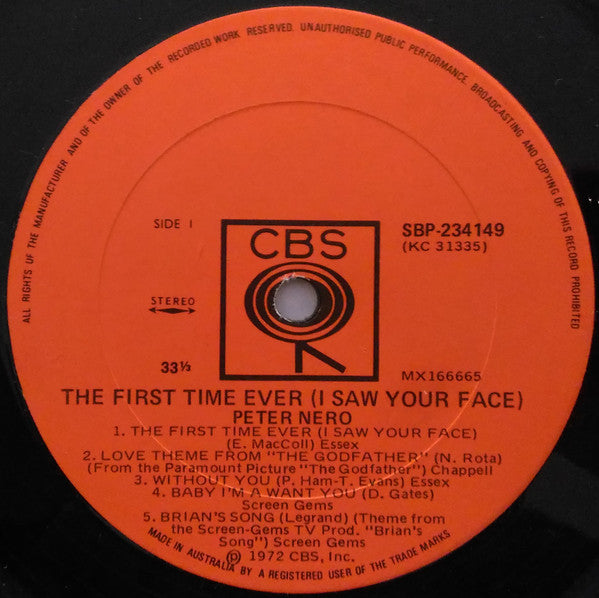Peter Nero : The First Time Ever (I Saw Your Face) (LP, Album)