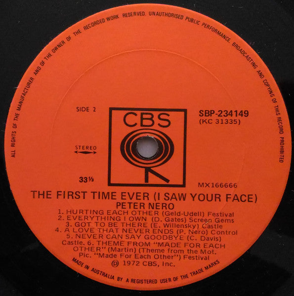 Peter Nero : The First Time Ever (I Saw Your Face) (LP, Album)