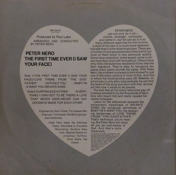 Peter Nero : The First Time Ever (I Saw Your Face) (LP, Album)