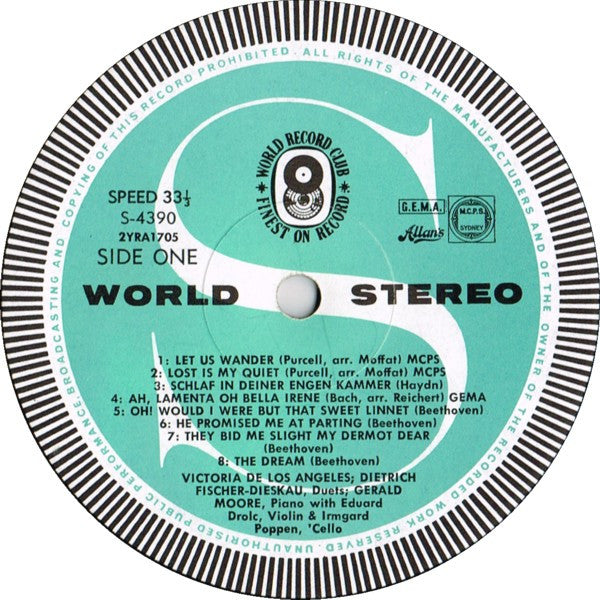 Victoria De Los Angeles And Dietrich Fischer-Dieskau : Duets (LP, Album, Club)