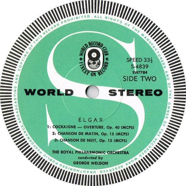 Sir Edward Elgar : Pomp And Circumstance Marches, Op. 39 Nos. 1 And 4 / Cockaigne Overture, Op. 40 / Serenade For Strings In E Minor, Op. 20 / Chanson De Matin Et Chanson De Nuit, Op. 15 (LP, Album, Club)