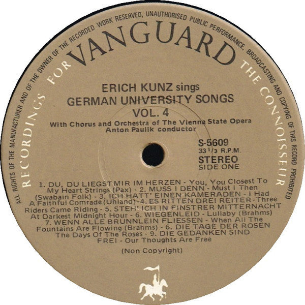 Erich Kunz : Erich Kunz Sings German University Songs (LP, Album, Club)