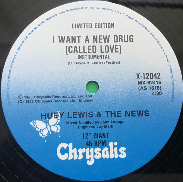 Huey Lewis And The News* : I Want A New Drug (Called Love) (Dance Mix) (12", Single, Ltd, Gre)
