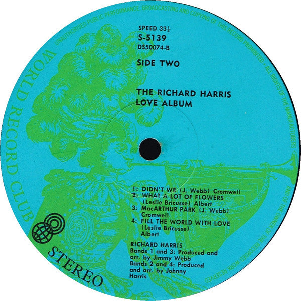 Richard Harris : Love Album (LP, Album, Comp, Club)