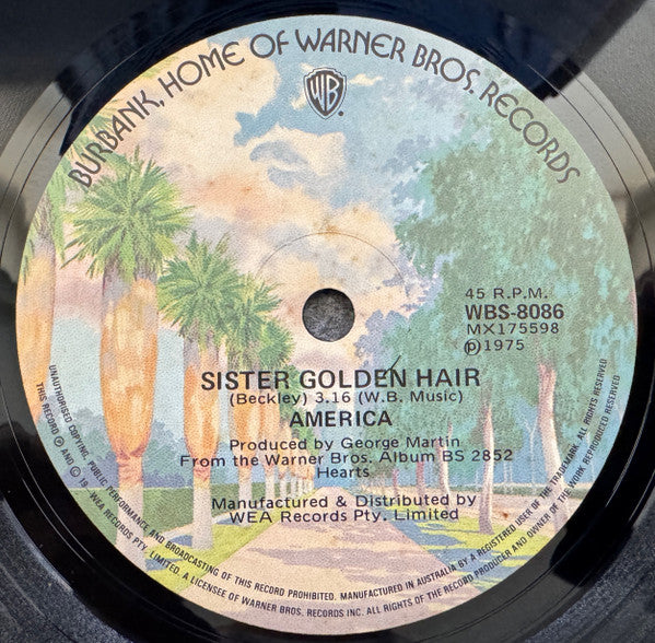 America (2) : Sister Golden Hair (7", Single)