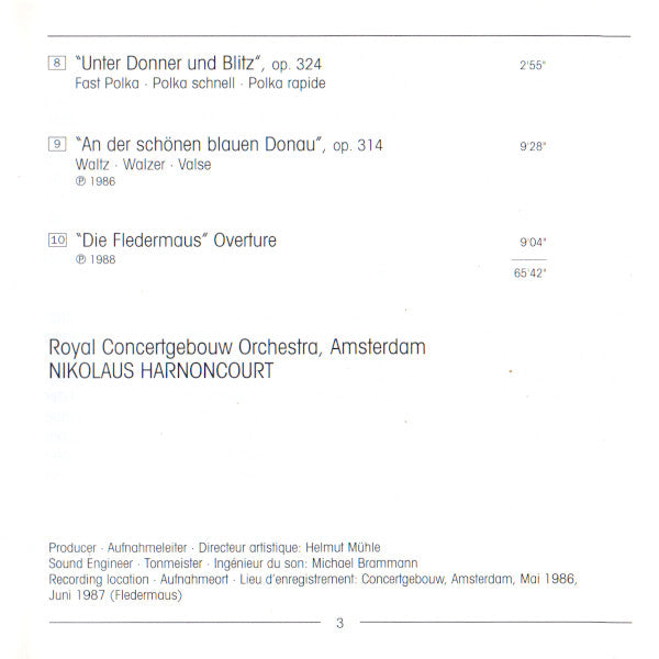 Johann Strauss*, Royal Concertgebouw Orchestra*, Nikolaus Harnoncourt : An Der Schönen Blauen Donau = The Blue Danube = Le Beau Danube Bleu (CD, Comp)
