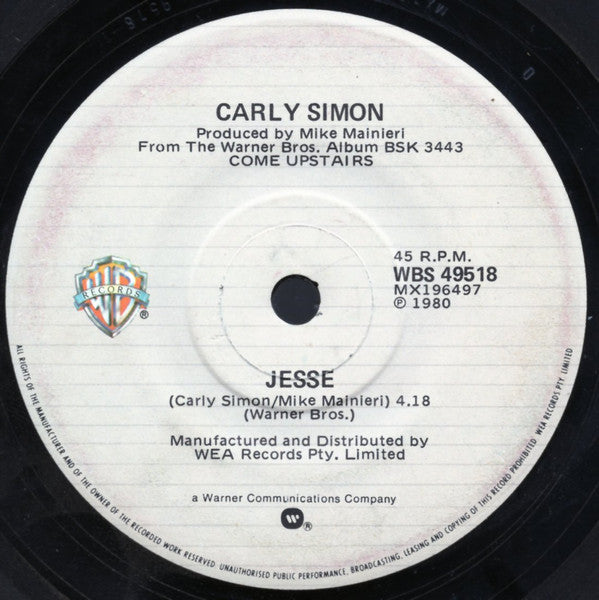 Carly Simon : Jesse (7", Single)