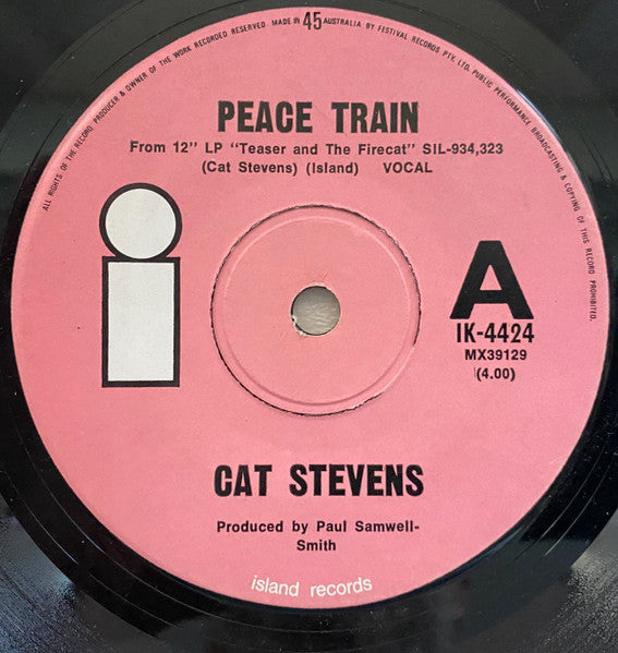 Cat Stevens : Peace Train (7", Single)