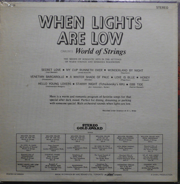 Carlini's World Of Strings : When Lights Are Low (LP)