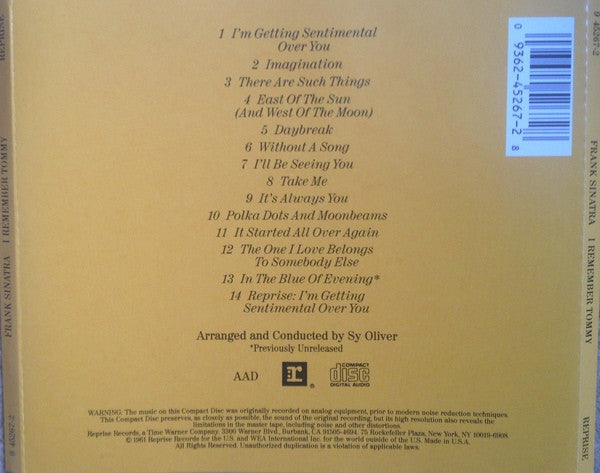 Frank Sinatra : I Remember Tommy (CD, Album, RE, RM)