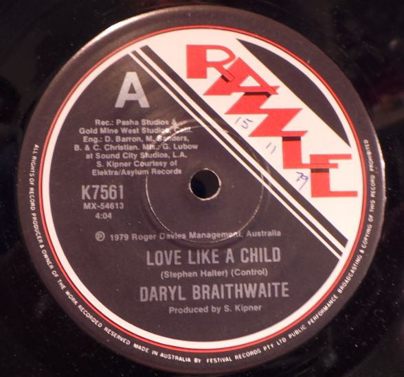 Daryl Braithwaite : Love Like A Child (7", Single)