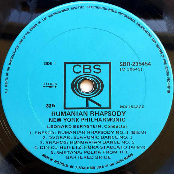 Leonard Bernstein, New York Philharmonic : Rumanian Rhapsody (LP, Album)