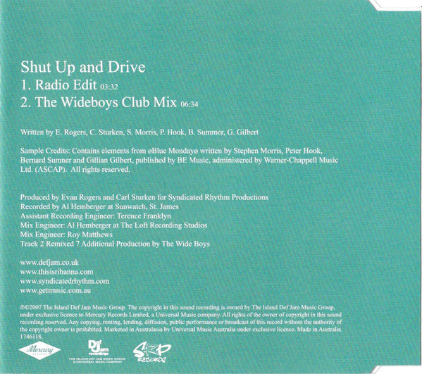 Rihanna : Shut Up And Drive (CD, Single)