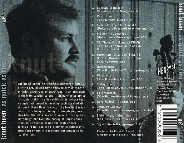 Knut Buen : As Quick As Fire. The Art Of The Norwegian Hardanger Fiddle (CD, Album)