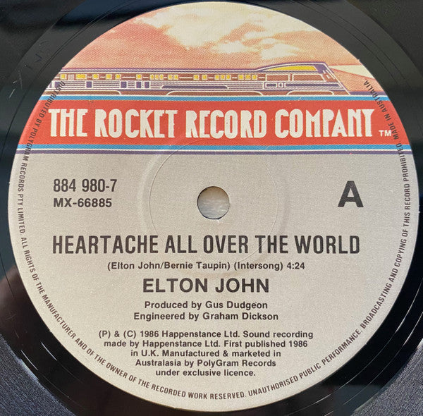 Elton John : Heartache All Over The World (7", Single)