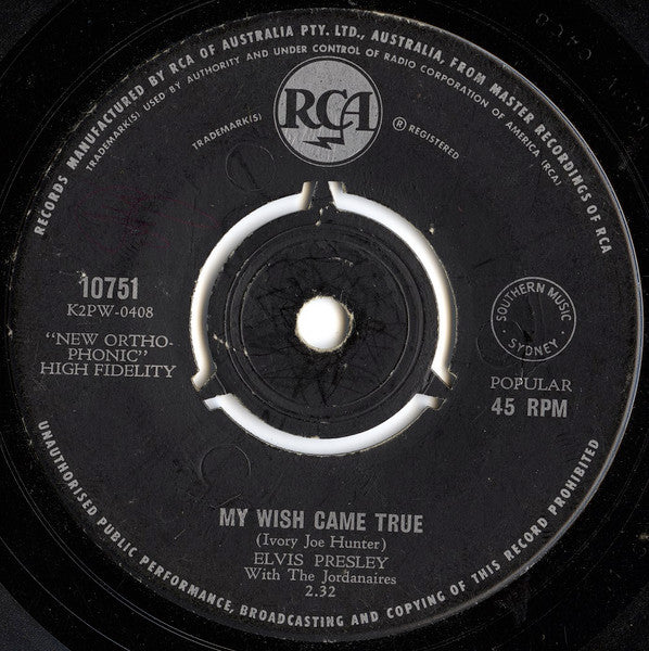Elvis Presley With The Jordanaires : A Big Hunk O' Love (7", Single, Tri)