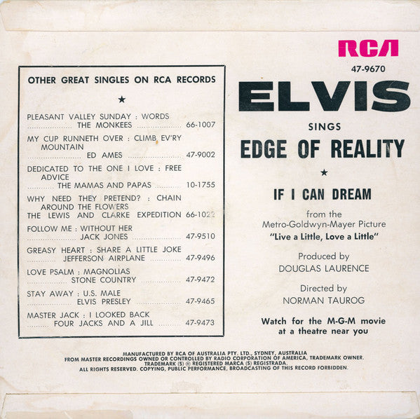 Elvis* : Edge Of Reality (7", Single)