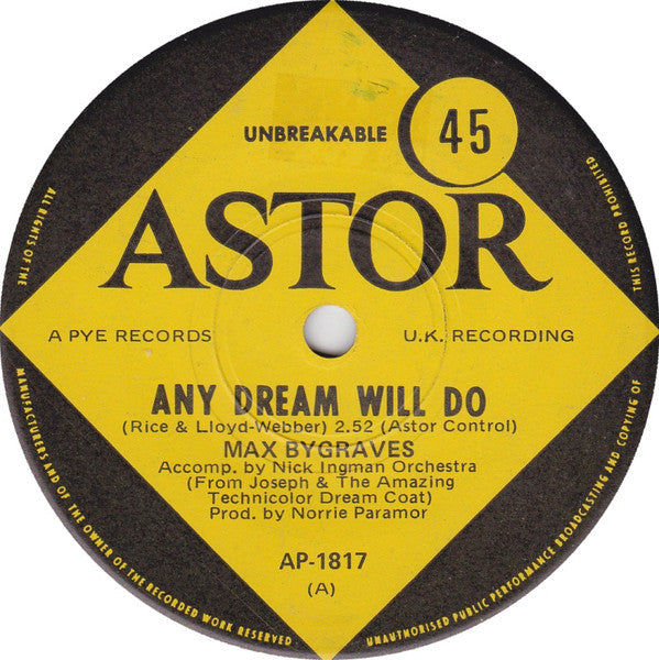 Max Bygraves : Any Dream Will Do (7", Single)