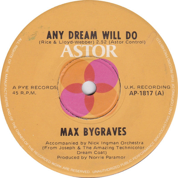 Max Bygraves : Any Dream Will Do (7", Single, RE)