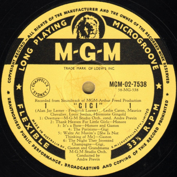 Various : Gigi-Original Cast Sound Track Album (LP, Album, Mono)