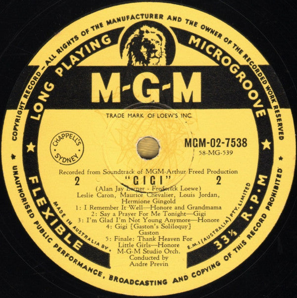 Various : Gigi-Original Cast Sound Track Album (LP, Album, Mono)