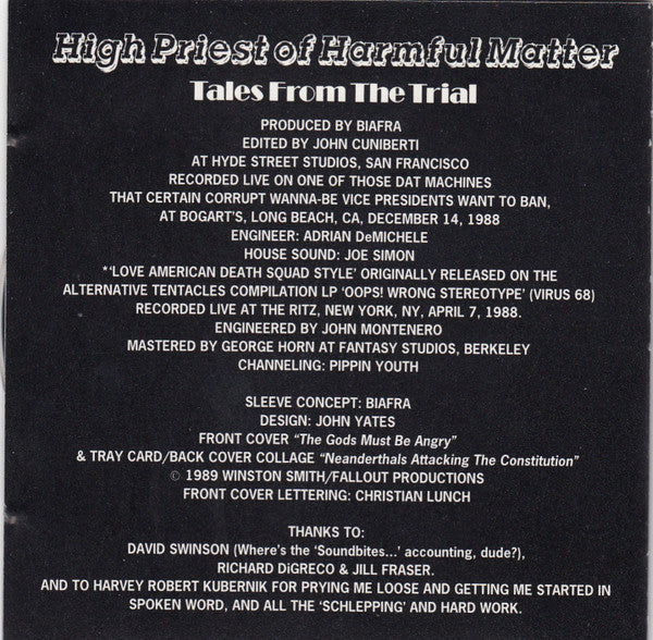Jello Biafra : High Priest Of Harmful Matter (2xCD, Album, RE)