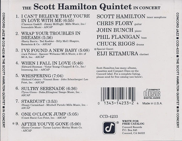 The Scott Hamilton Quintet : In Concert (CD, Album)