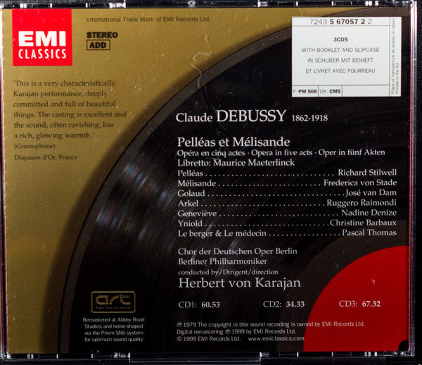 Claude Debussy, Herbert Von Karajan, Berliner Philharmoniker : Pelléas Et Mélisande (3xCD, Album, RM, Car)