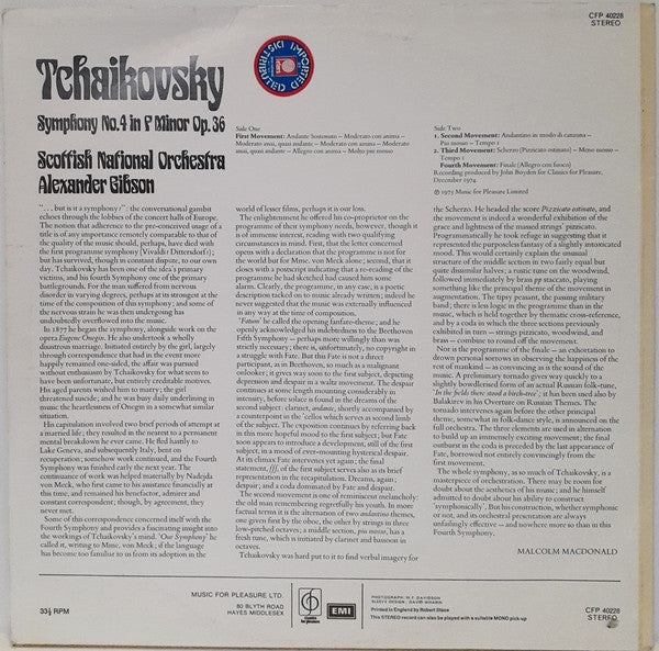 Tchaikovsky* / Alexander Gibson, Scottish National Orchestra* : Symphony No. 4 (LP)