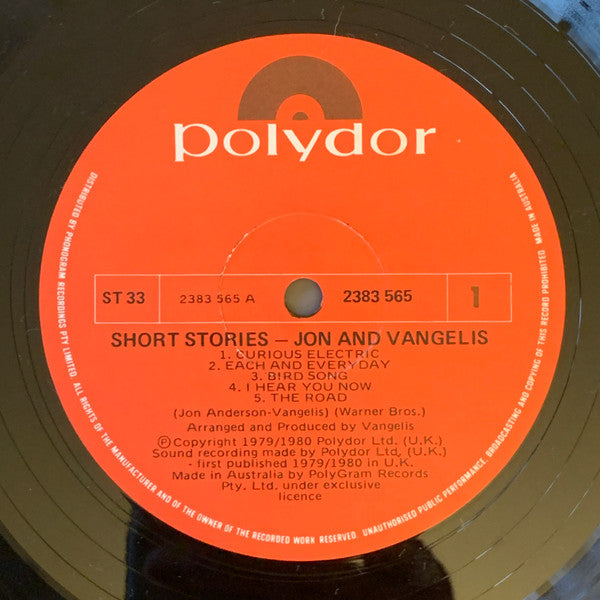 Jon And Vangelis* : Short Stories (LP, Album)