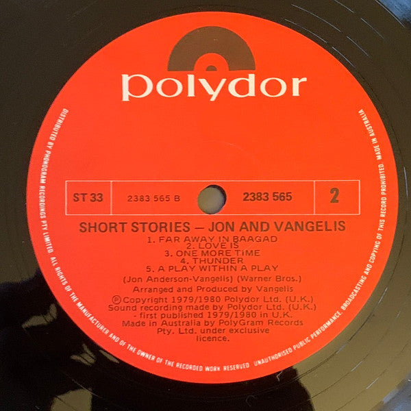 Jon & Vangelis : Short Stories (LP, Album)