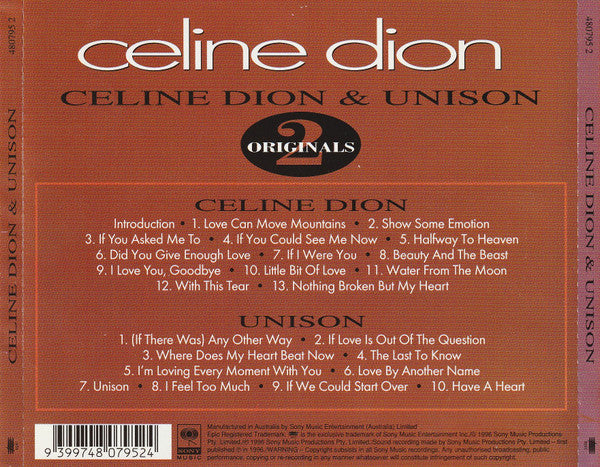 Céline Dion : Celine Dion & Unison (CD, Album, RP + CD, Album, RP + Box, Comp, RE, RM)