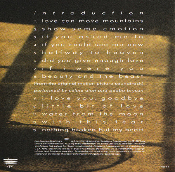 Céline Dion : Celine Dion & Unison (CD, Album, RP + CD, Album, RP + Box, Comp, RE, RM)