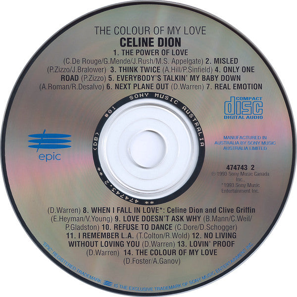 Celine Dion* : The Colour Of My Love (CD, Album)