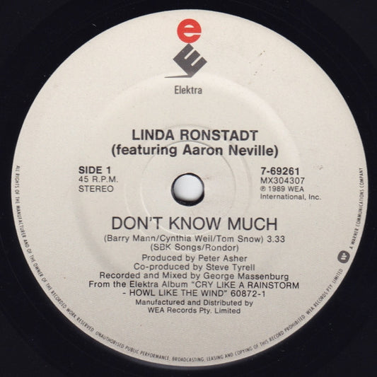 Linda Ronstadt : Don't Know Much (7", Single)