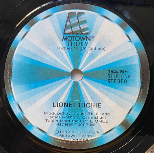 Lionel Richie : Truly (7", Single)