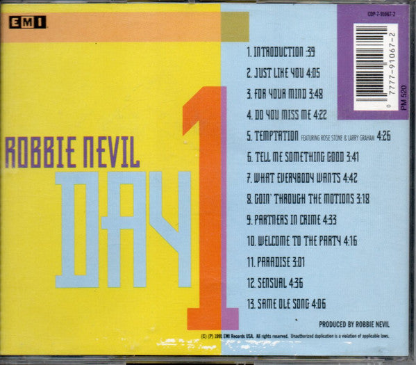 Robbie Nevil : Day 1 (CD, Album)