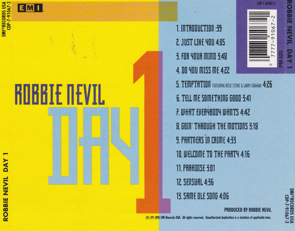 Robbie Nevil : Day 1 (CD, Album)