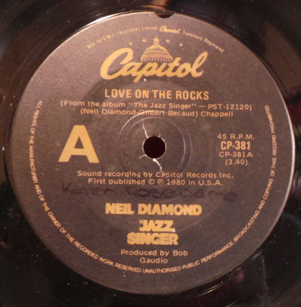 Neil Diamond : Love On The Rocks (7", Single)