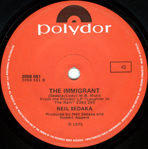 Neil Sedaka : Bad Blood (7", Single)
