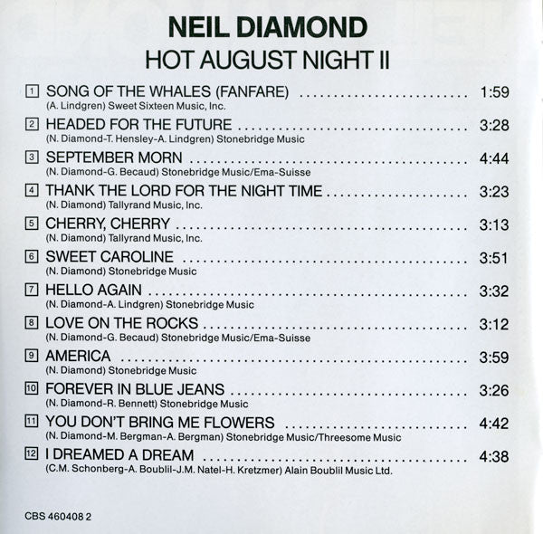 Neil Diamond : Hot August Night II (CD, Album, RE)